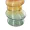12" Multicolor Glass Ribbed Stacked Stones Vase Set with Color Blocks